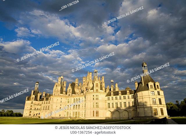 Sunset  Chambord castle in Loire Valley listed as World Heritage by UNESCO  France