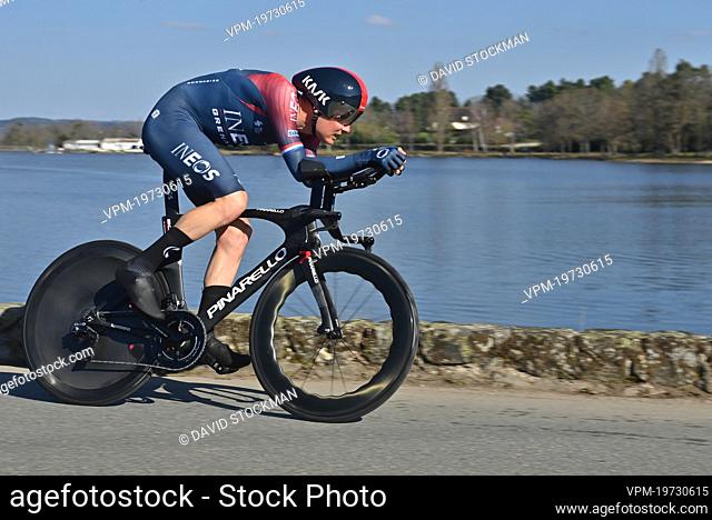 Dutch Dylan van Baarle of Ineos Grenadiers pictured in action during the fourth stage of 80th edition of the Paris-Nice cycling race, an individual time trial