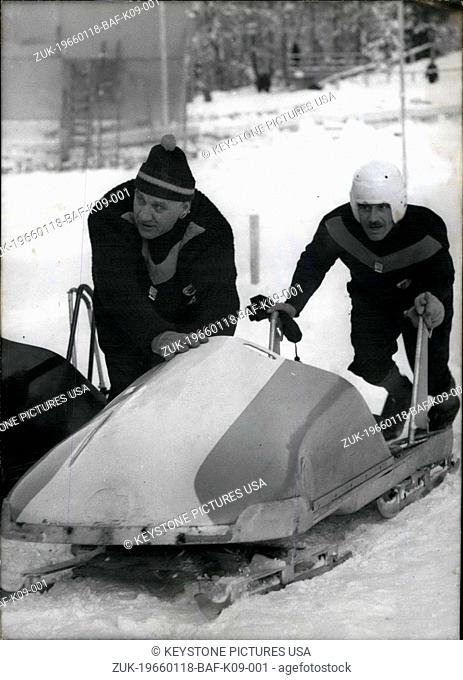 Jan. 18, 1966 - Diligent training has been going on since January 17 at the Olympic bobsled course on Riessersee in Garmisch