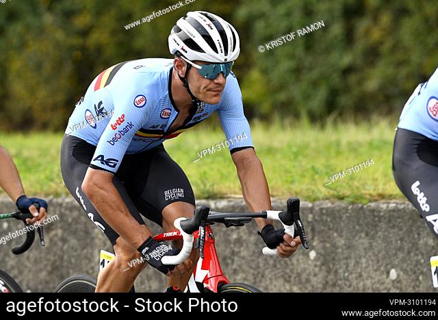 Belgian Jasper Stuyven pictured in action during the elite men road race of the UCI World Championships Road Cycling Flanders 2021, 268