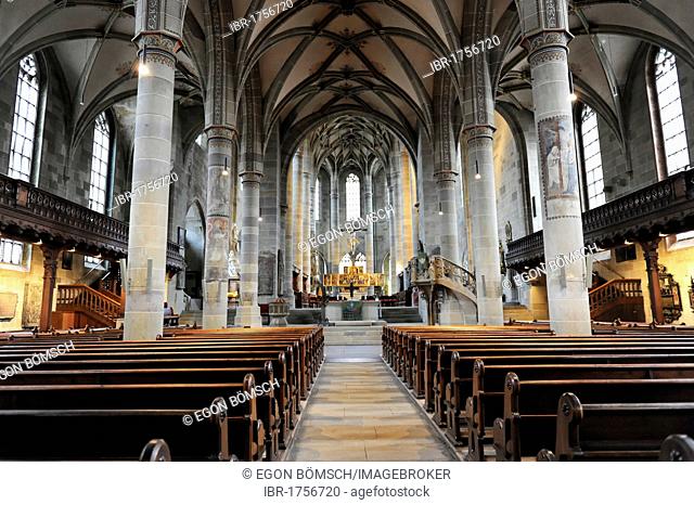 Interior, Protestant Parish Church of St. Michael, Schwaebisch Hall, Baden-Wuerttemberg, Germany, Europe
