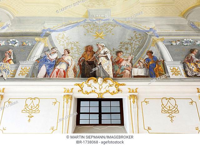 Ceiling fresco, Wedding at Cana by Johann Rudolf Byss and Johann Baptist Byss in Altmanni Hall in the Imperial Wing, Goettweig Abbey, Wachau, Mostviertel