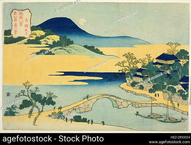 Evening Moon at Izumizaki (Izumizaki yagetsu), from the series Eight Views of the.., c. 1832. Creator: Hokusai