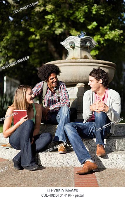 Students sitting together on campus