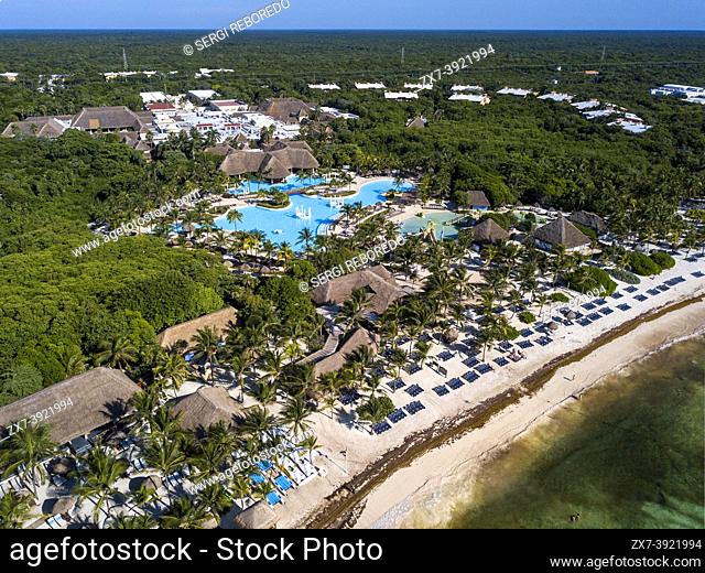 Aerial view of Grand Palladium White Sand Resort and Spa in Riviera Maya, Yucatan Peninsula, Quintana Roo, Caribbean Coast, Mexico