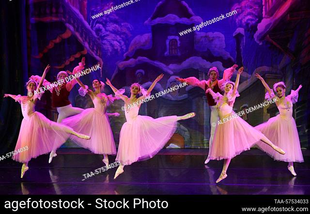 RUSSIA, ST PETERSBURG - FEBRUARY 23, 2023: Artists perform in a scene from The Nutcracker, a production staged by Yelizaveta Menshikova