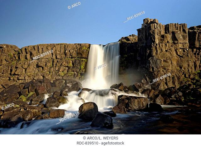 waterfall Oxarafoss, Öxarafoss, Pingvellir, Pingvallavatn, Iceland, Europe / UNESCOworld heritage site