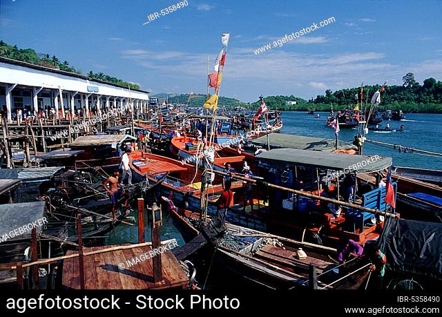 Ships in harbour, Kawthaung, Burma, Myanmar, Ships in harbour, Kawthaung, Burma, Myanmar, Asia