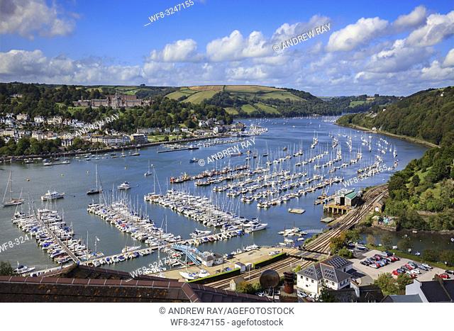 The River Dart captured in September from a high vantage point above the Devon village of Kingswear, with the BritanniaÂ Royal Naval College at Dartmouth in the...