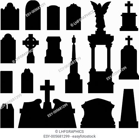 Gravestones vector silhouettes