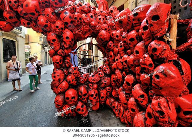 Skulls. Gracia neighborhood festival in August. Festa Major de Gràcia. Barcelona. Catalonia. Spain