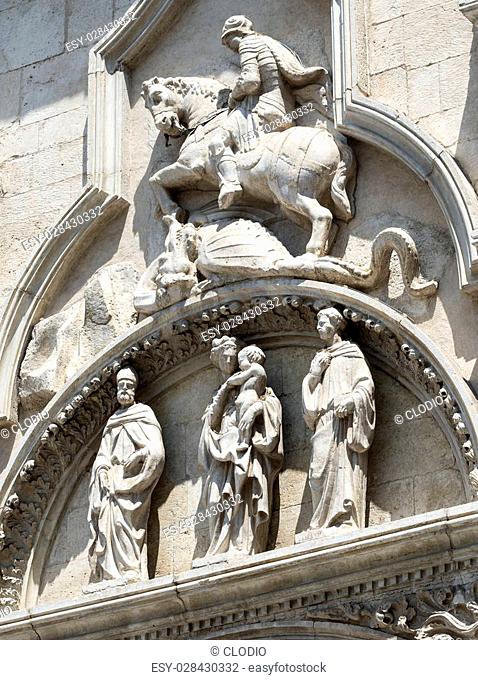 Tolentino (Macerata, Marches, Italy): the white facade of the historic San Nicola church