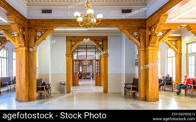 Tartu, Estonia - September 28, 2018: Old Wooden railway station in Tartu Estonia with a direct line to Tallinn and Russia