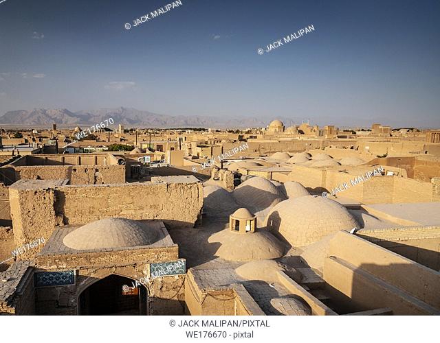 downtown rootops and landscape view of yazd city old town in iran