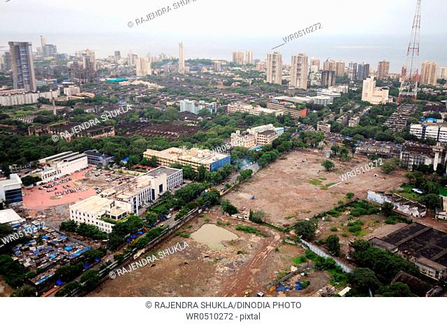 aerial view of parel worli with century mill and sahara one complex , Bombay Mumbai , Maharashtra , India