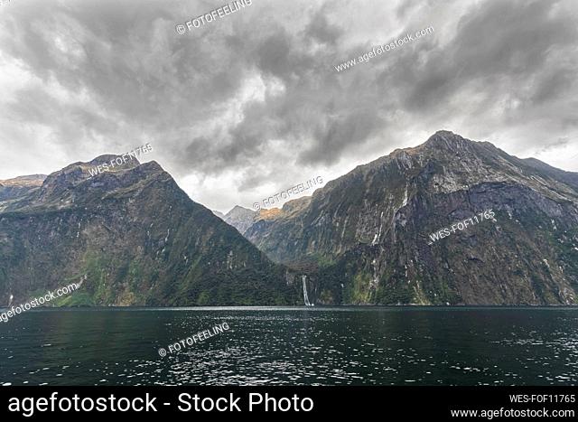 New Zealand, Oceania, South Island, Southland, Fiordland National Park, Milford Sound, Stirling Falls