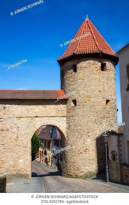 Red tower in the city wall of Kirchheimbolanden, Rhineland-Palatinate, Germany