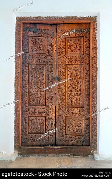 The front porch door in traditional uzbek house