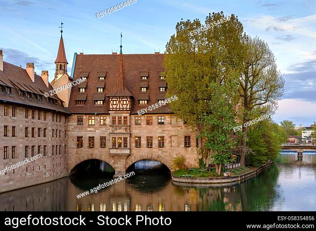 Hospital of the Holy Spirit on Pegnitz river, Nuremberg, Germany