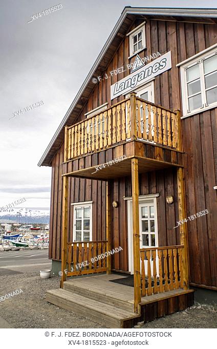 House facade at Husavik, Fishing village, Skjalfandi bay Iceland