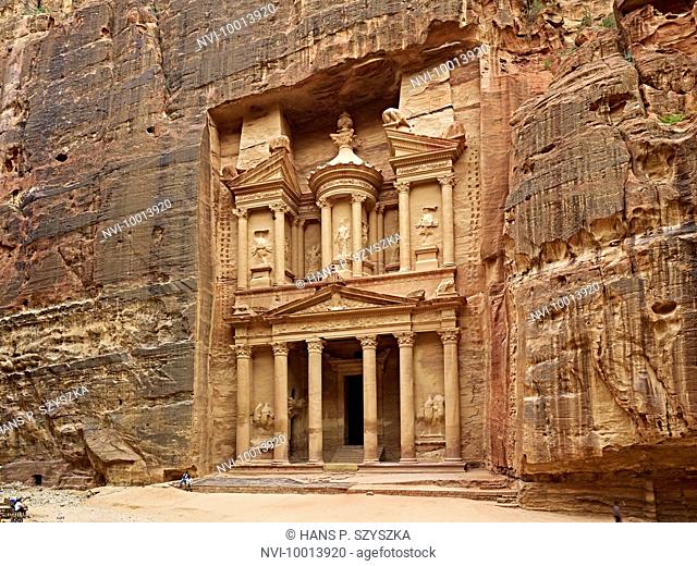 The Treasury or the Khazneh of archaeological city Petra, Jordan, Middle East