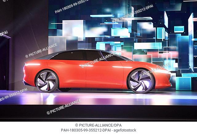 Volkswagen's I.D. VIZZION being presented during the VW company evening in the run-up to the Geneva Motor Show in Geneva, Switzerland, 05 March 2018