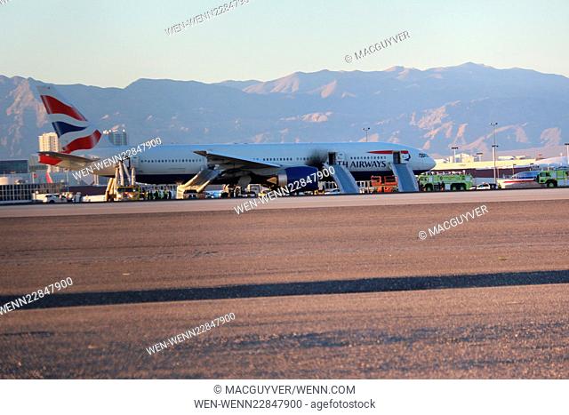 British Airways flight #2276 sits on runway of Las Vegas McCarran International Airport after catching fire. Luckily nobody was hurt