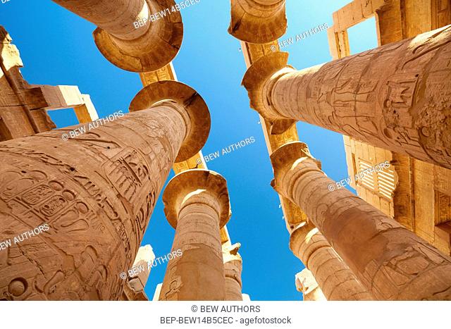 Egypt, the Karnak Temple Complex, the Great Hypostyle Hall in the temple of Amon-Re God , building from UNESCO World Heritage List