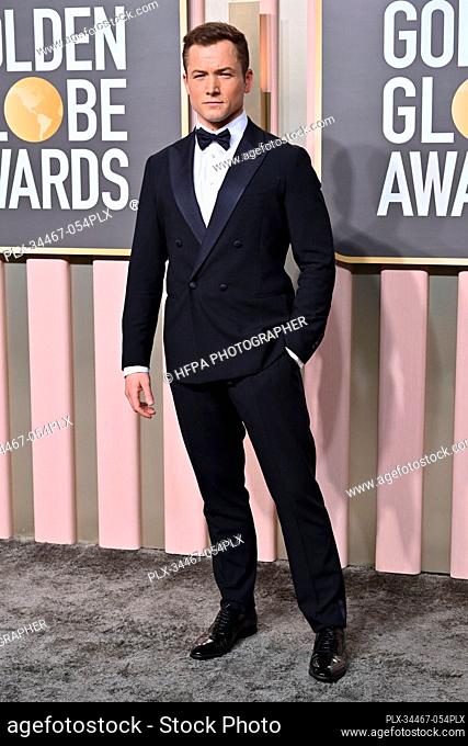 Taron Egerton on the red carpet at the 80th Annual Golden Globe Awards® at the Beverly Hilton in Beverly Hills, CA on Tuesday, January 10, 2023
