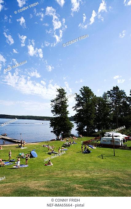 Bathing beach Moja Stockholm archipelago Sweden