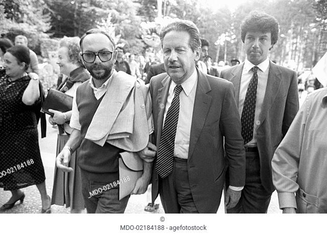 President of the National Council of Christian Democratic Party Flaminio Piccoli attending the 7th Friendship Day. Fiuggi, September 1983