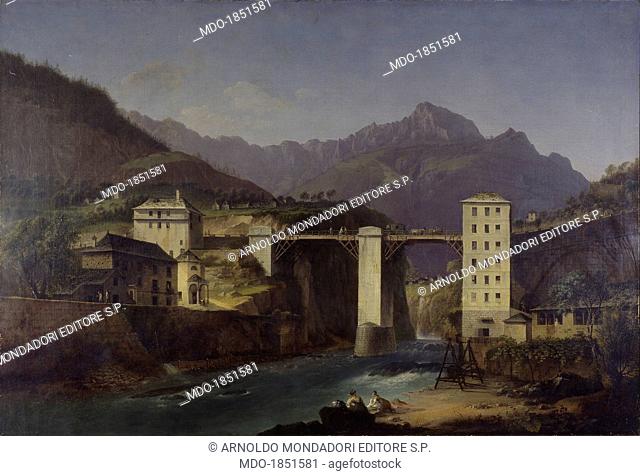 Bridge over Devero at Crevola, by Marco Gozzi, 1820, 19th century, oil on canvas, 81.5 x 110.5 cm. Italy, Lombardy, Milan, Brera Collection