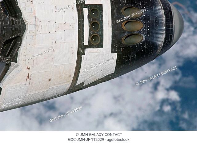 This close-up view of the nose of space shuttle Discovery was provided by an Expedition 26 crew member during a survey of the approaching STS-133 vehicle prior...