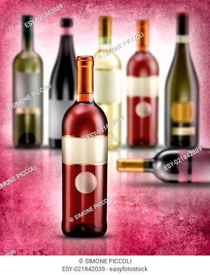 wine bottles in various parchment background