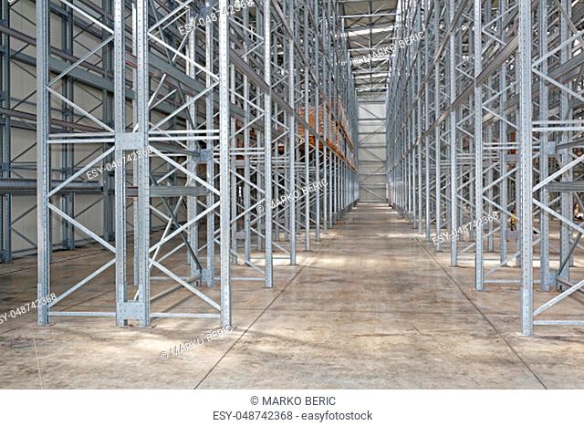 Empty Shelving System in New Distribution Warehouse