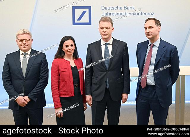 30 January 2020, Hessen, Frankfurt/Main: Christian Sewing (2nd from right), Chairman of the Management Board of Deutsche Bank