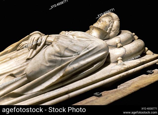 Funerary monument of Ilaria del Carretto created by Italian sculptor Jacopo della Quercia, c. 1374 - 1438. Duomo San Martino. St Martin's cathedral