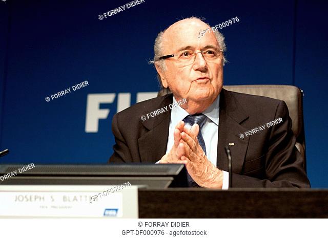 JOSEPH SEPP BLATTER REPLYING TO A QUESTION FROM A JOURNALIST DURING A PRESS CONFERENCE AT THE FIFA HEADQUARTERS, INTERNATIONAL FOOTBALL FEDERATION, ZURICH