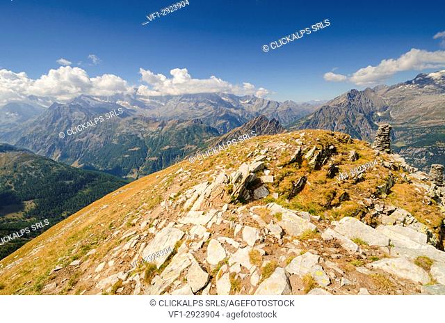 Panorama from Camoscellahorn to Zwischbergental (Val Bognanco, Ossola, Piedmont, Italy, Italian alps)