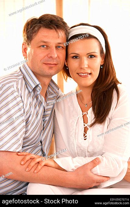Closeup portrait of love couple holding each other