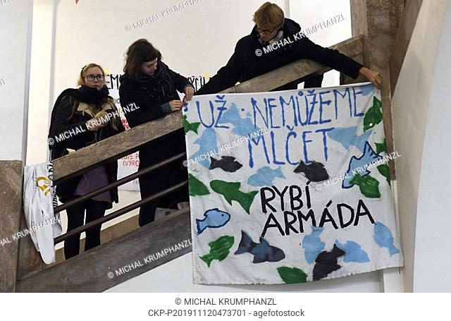 A protest occupation began inside the Charles University Faculty of Arts (FF UK) building on Tuesday, November 12, 2019, Prague, Czech Republic