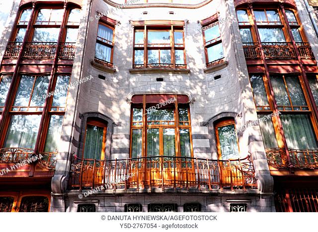 part of front facadel - Art Nouveau Solvay Hotel by Victor Horta, together with three other town houses of Victor Horta, including Horta's own house and atelier