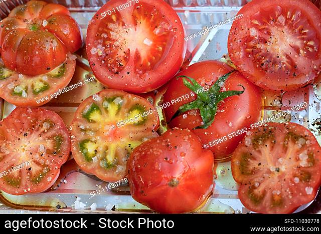 Tomatoes prepared for barbecue
