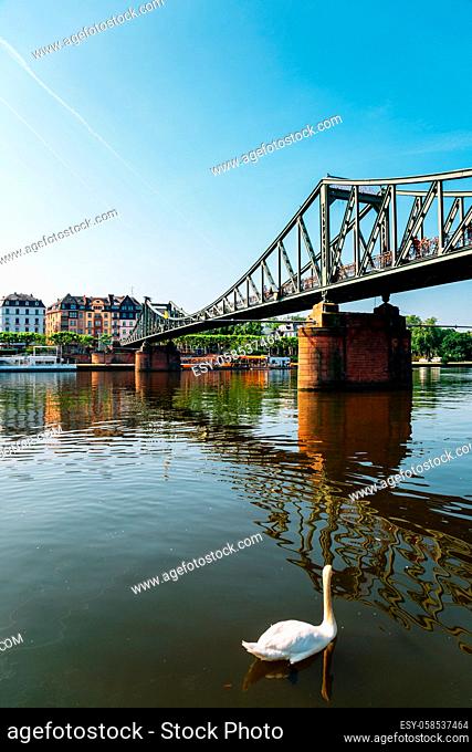 Eiserner Steg bridge and River Main in Frankfurt, Germany