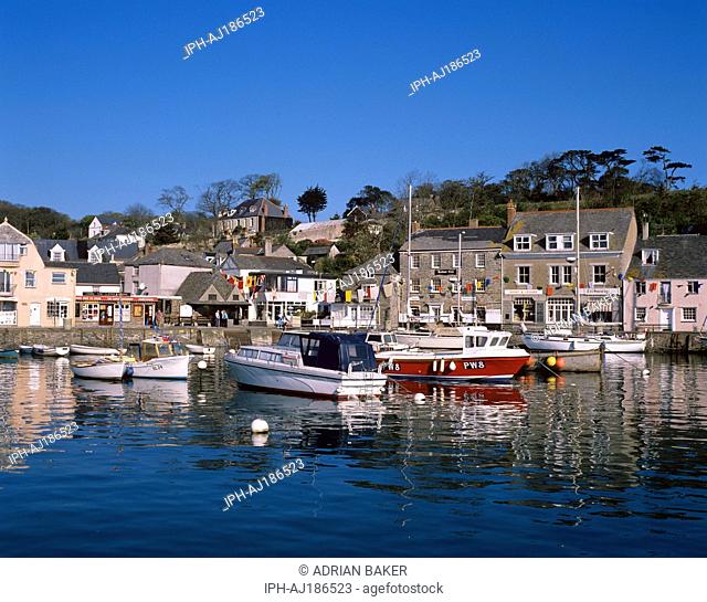 Picturesque Padstow harbour at the mouth of the River Camel on the North Cornish coast