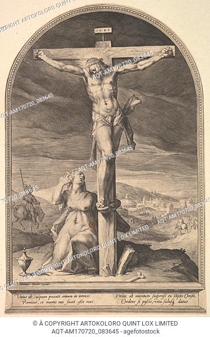 St. Mary Magdelen at the Foot of the Cross, ca. 1612, Engraving; first state of two, 7 9/16 Ã— 11 11/16 in. (19.2 Ã— 29.7 cm), Prints, Jan Muller (Netherlandish