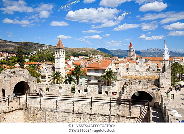 camerlengo fortress and panorama, trogir, dalmatia, croatia, europe