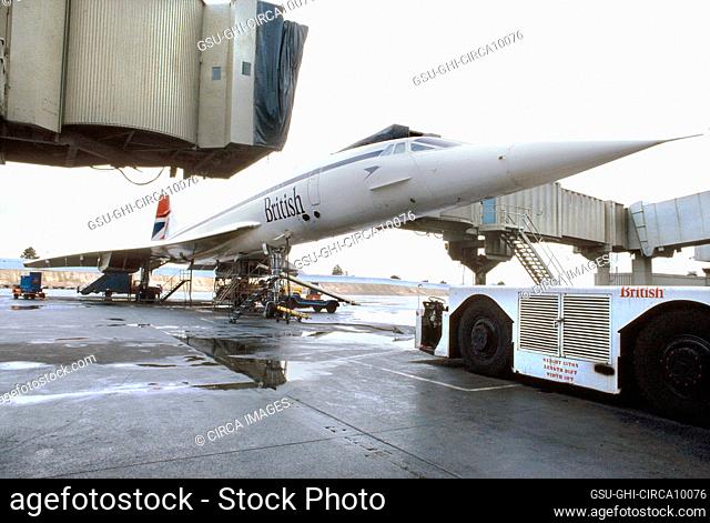 British Airways Concorde Supersonic Passenger Airplane, JFK International Airport, Queens, New York, USA, Bernard Gotfryd, May 1985