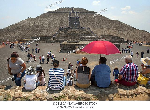 View to the Temple of the Sun in Teotihuacan Ruins, Teotihuacan Archaeological Site, Mexico City, Mexico, Central America
