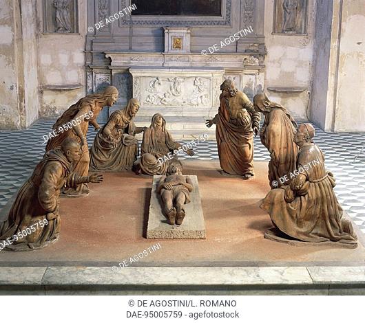 Lamentation of Christ, 1492-1497, by Guido Mazzoni, known as Paganino or Modanino (1450-1518), terracotta sculptural group, detail